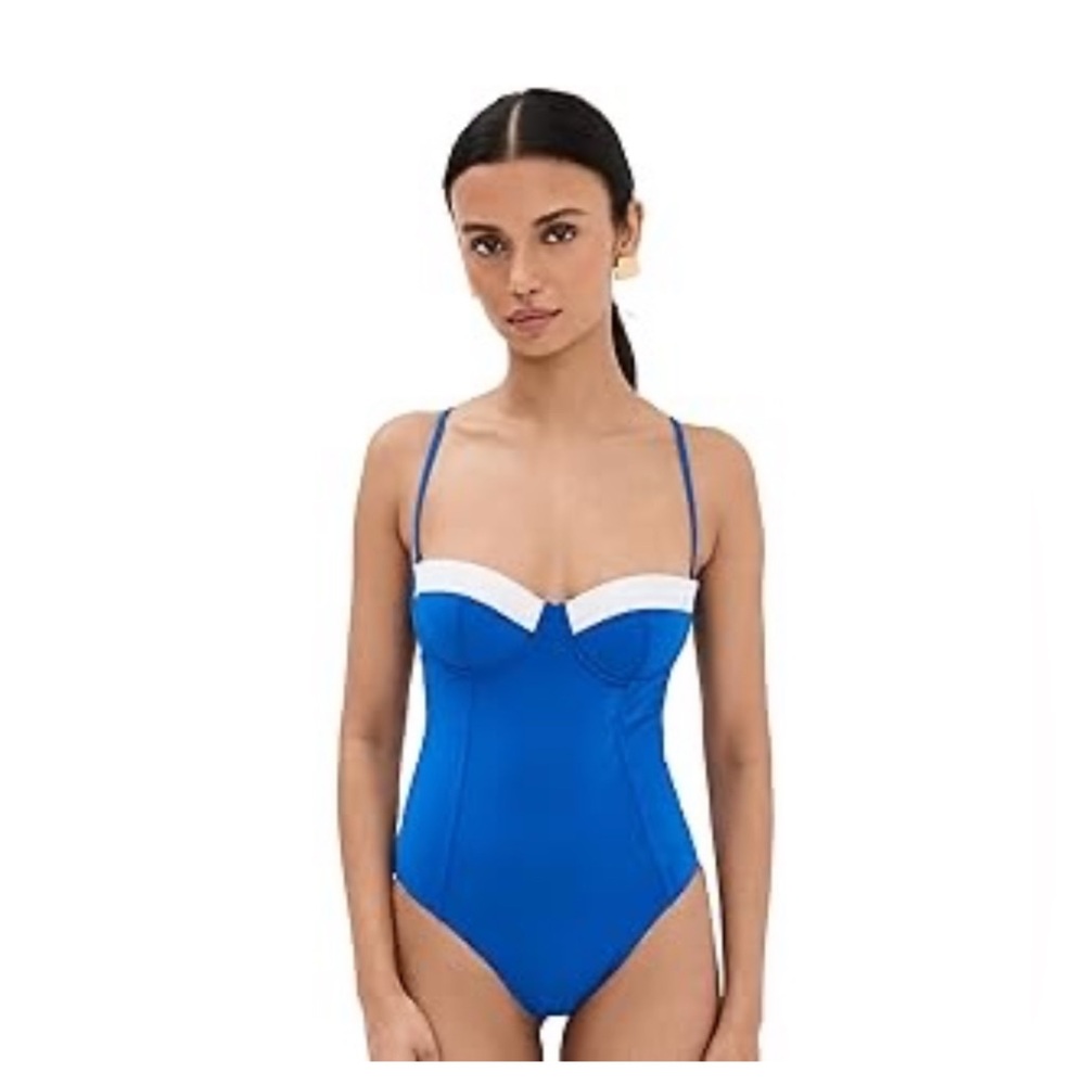 New STAUD Women's Maeve One Piece Sapphire/White Size M